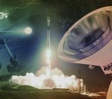 collage showing a rover, satellites, and other space-related imagery