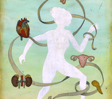 human figure with biosensors