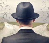 man wearing top hat from behind