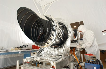 space camera under construction in a clean room